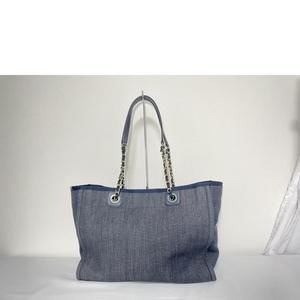 Chanel Black Deauville Chain Tote Bag Denim